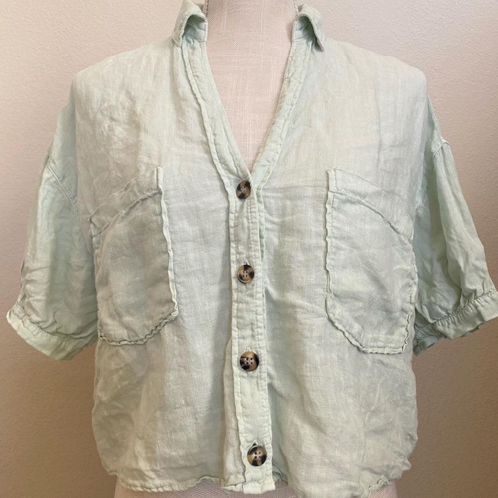 Zara Linen Button Up Tee
